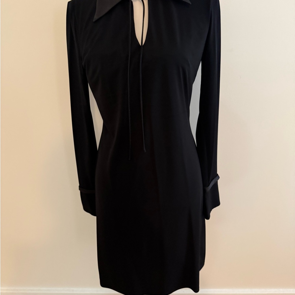 Laundry Shelli Segal Chic Black Long Sleeve Dress 6 90s girly goth pilgrimcore